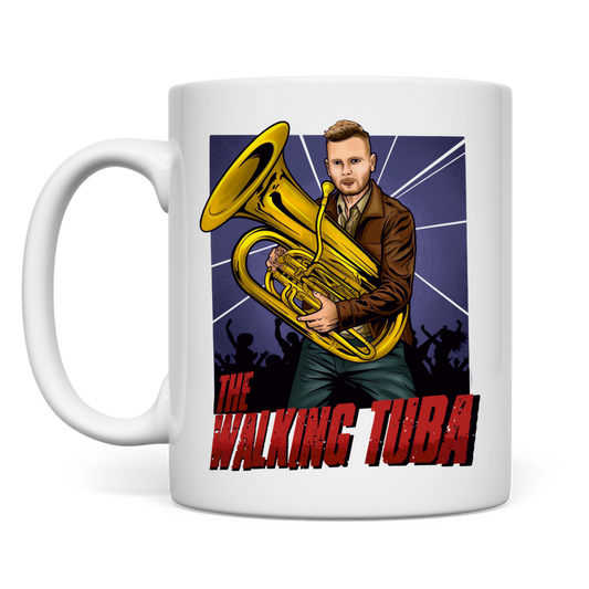 weiße Tasse beidseitig The walking Tuba