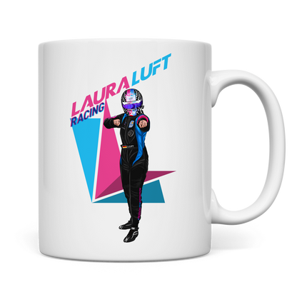 weiße Tasse beidseitig Rennfahrerin Laura Luft Racing