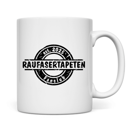 weiße Tasse beidseitig Raufastertapeten Fanclub