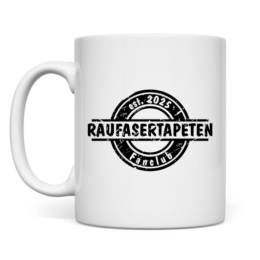 weiße Tasse beidseitig Raufastertapeten Fanclub