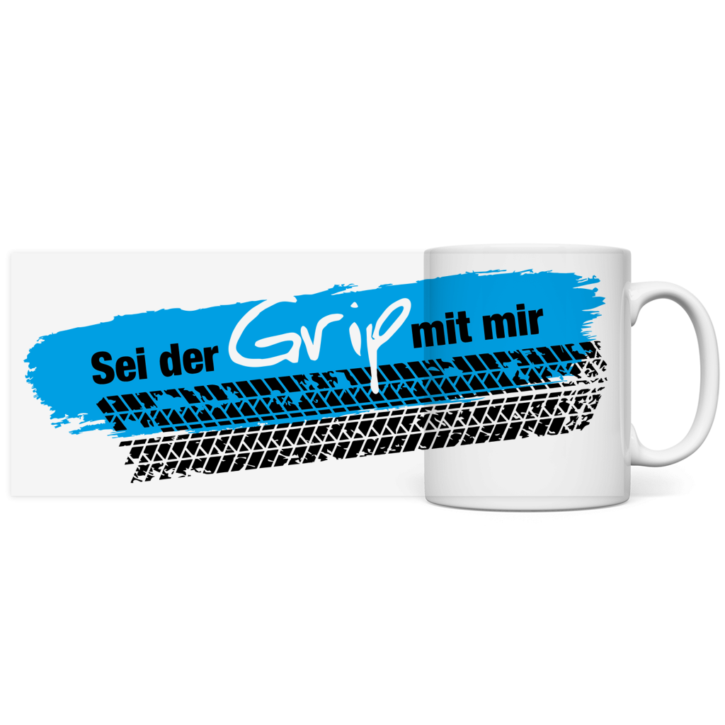 Panorama Tasse Grip Deutsch Hellblau
