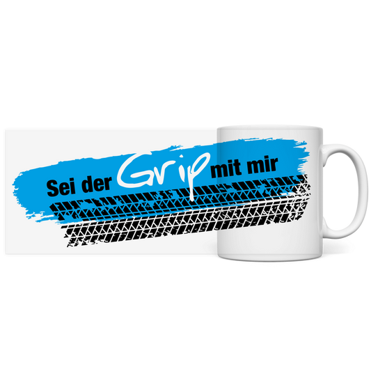 Panorama Tasse Grip Deutsch Hellblau