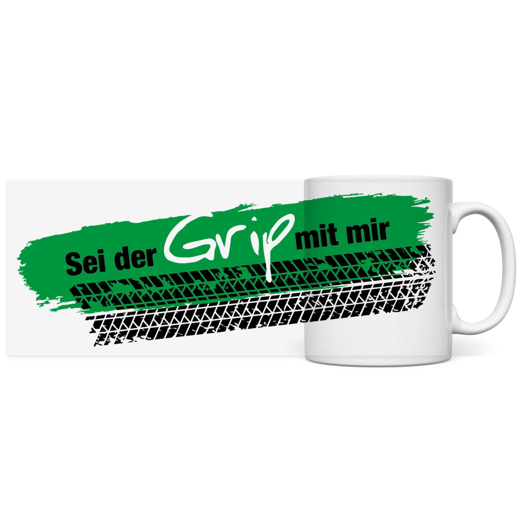 Panorama Tasse Grip Deutsch Grün