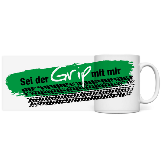 Panorama Tasse Grip Deutsch Grün
