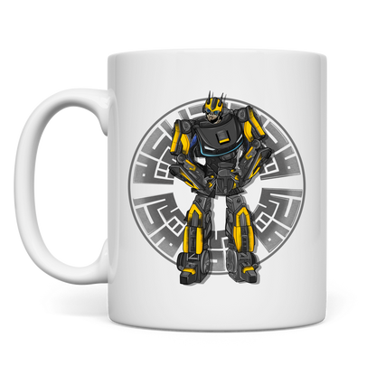 weiße Tasse beidseitig Racebot grauer Helm